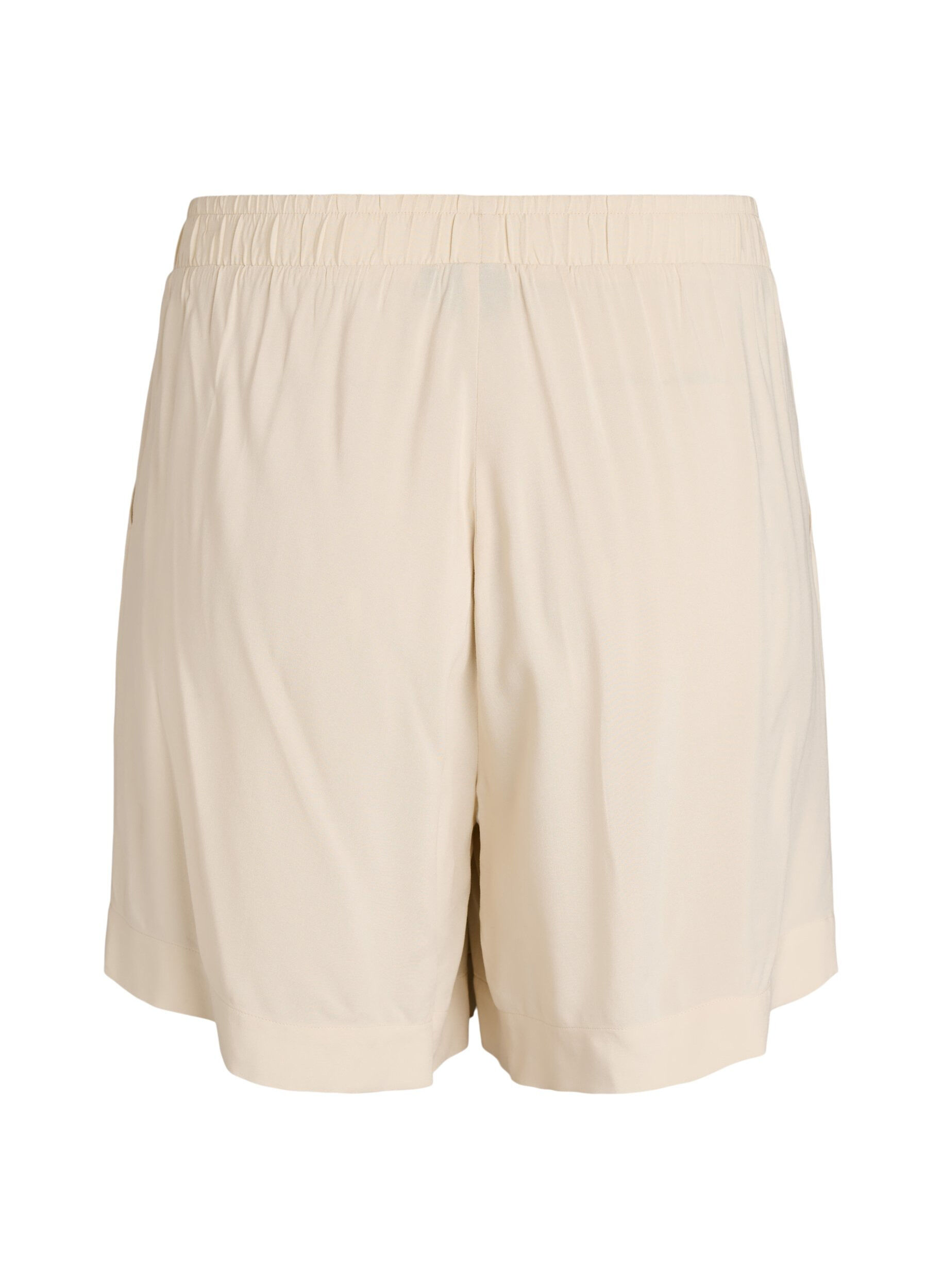 Zizzi Losse pyjamashorts in viscose met een high waist, Beige, Packshot image number 1