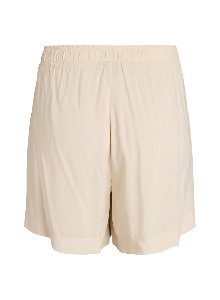 Losse pyjamashorts in viscose met een high waist, Beige, Packshot image number 1