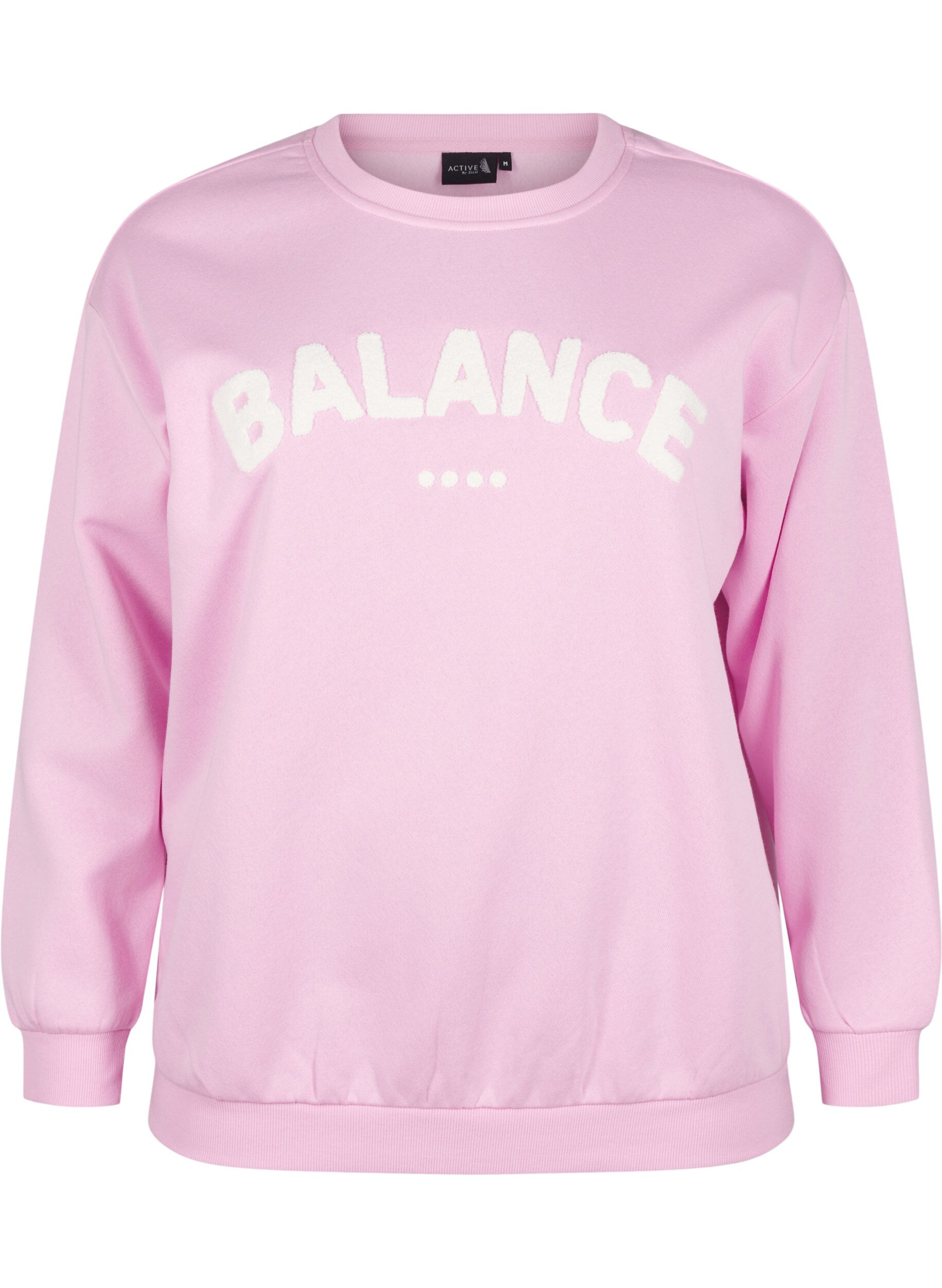 Zizzi Sweatshirt met badstof tekst, Roze, Packshot image number 0