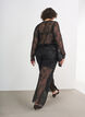 Broek met mesh en bloemenborduursel en pailletten, Zwart, Model image number 2