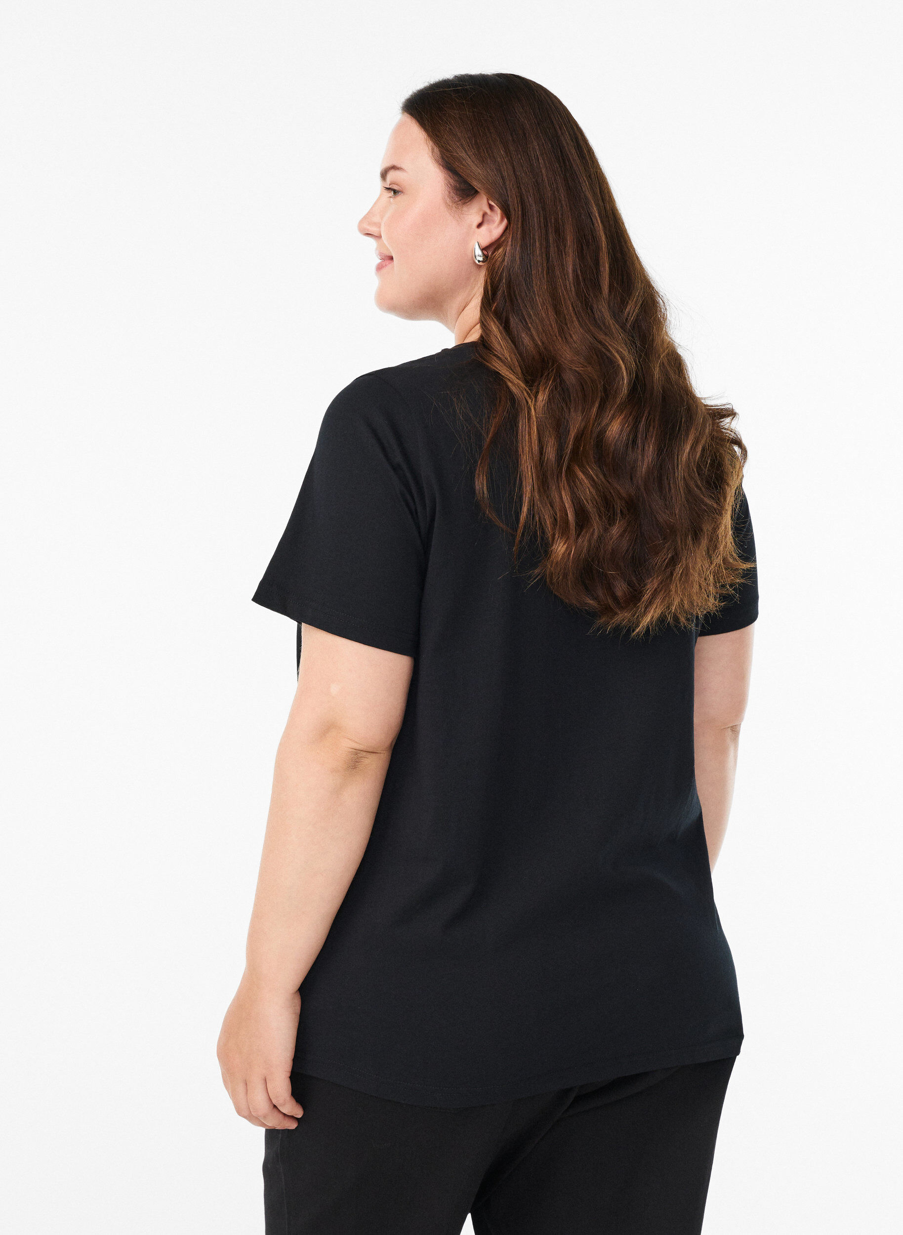 ZizziKerst T-shirt van biologisch katoen, Zwart, Model image number 2