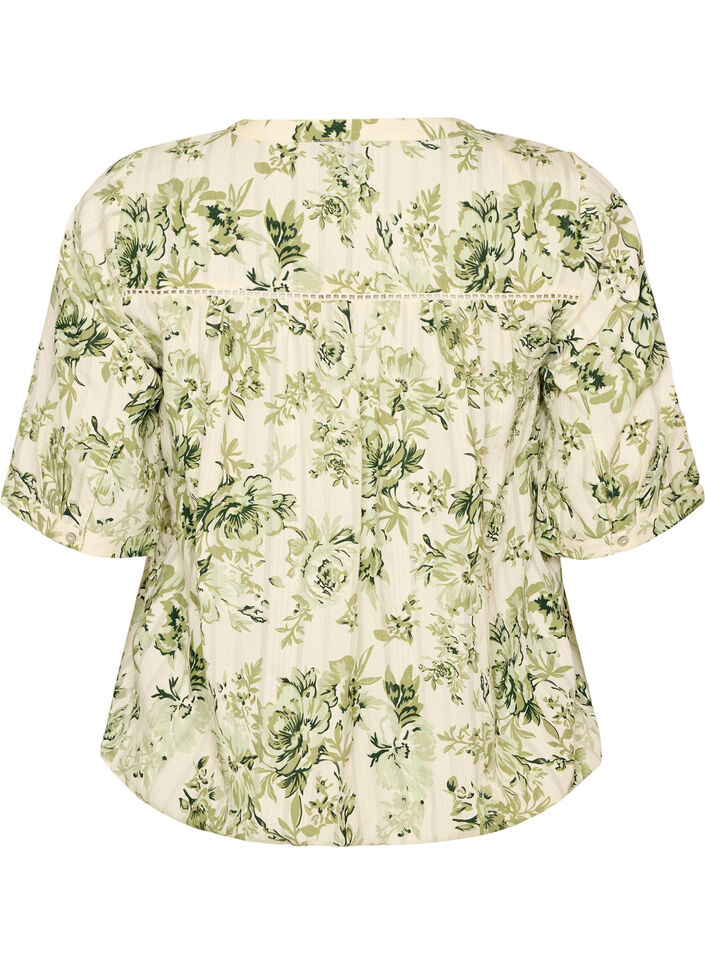 Blouse met print en 1/2 mouwen, Groen, Packshot image number 1