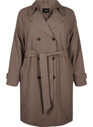 Trenchcoat met riem en split, Chocolate Chip