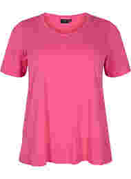Basic t-shirt in effen kleur met katoen, Hot Pink