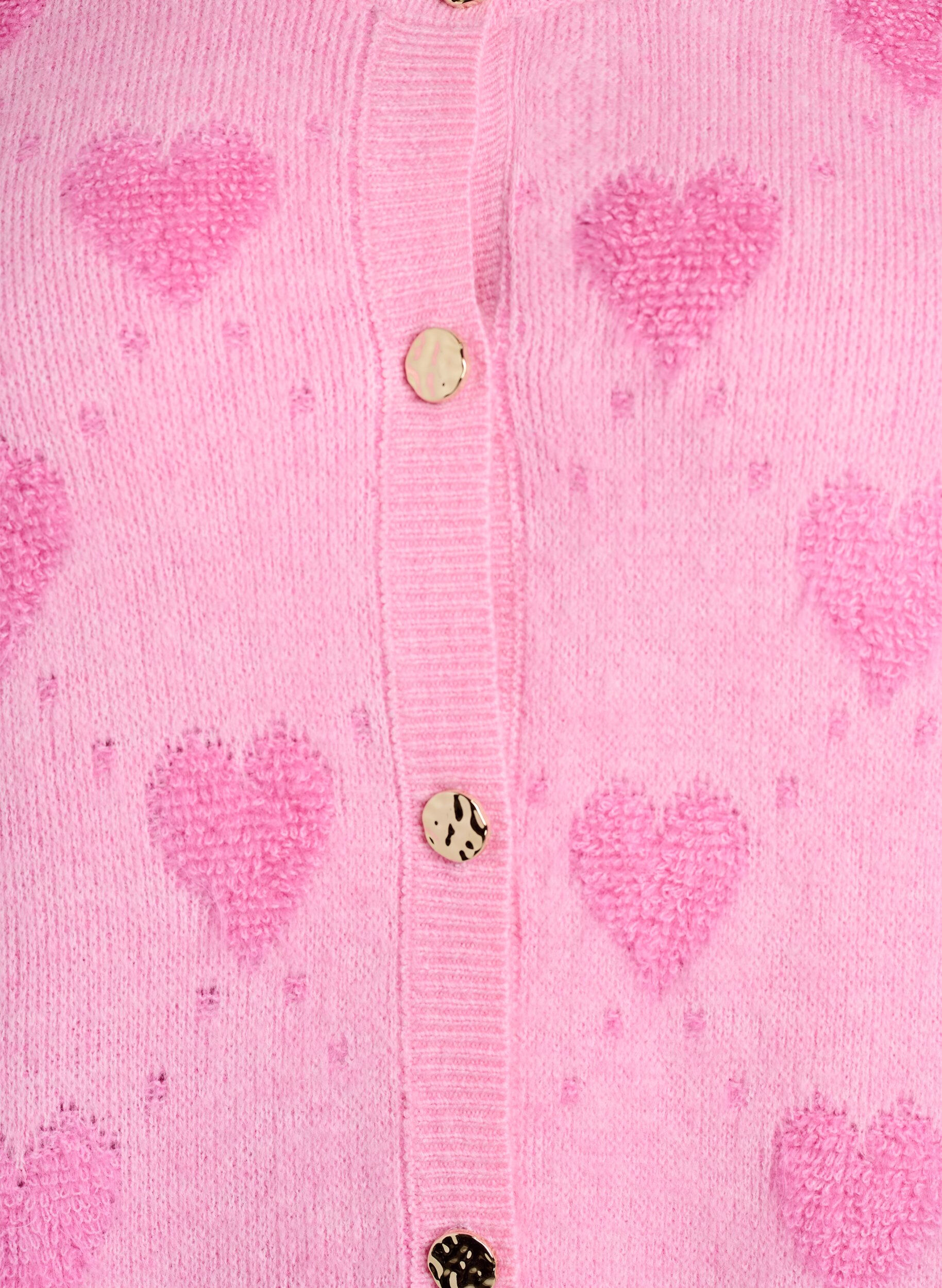 Zizzi Vest met hartjes en gouden knopen, Roze, Packshot image number 2