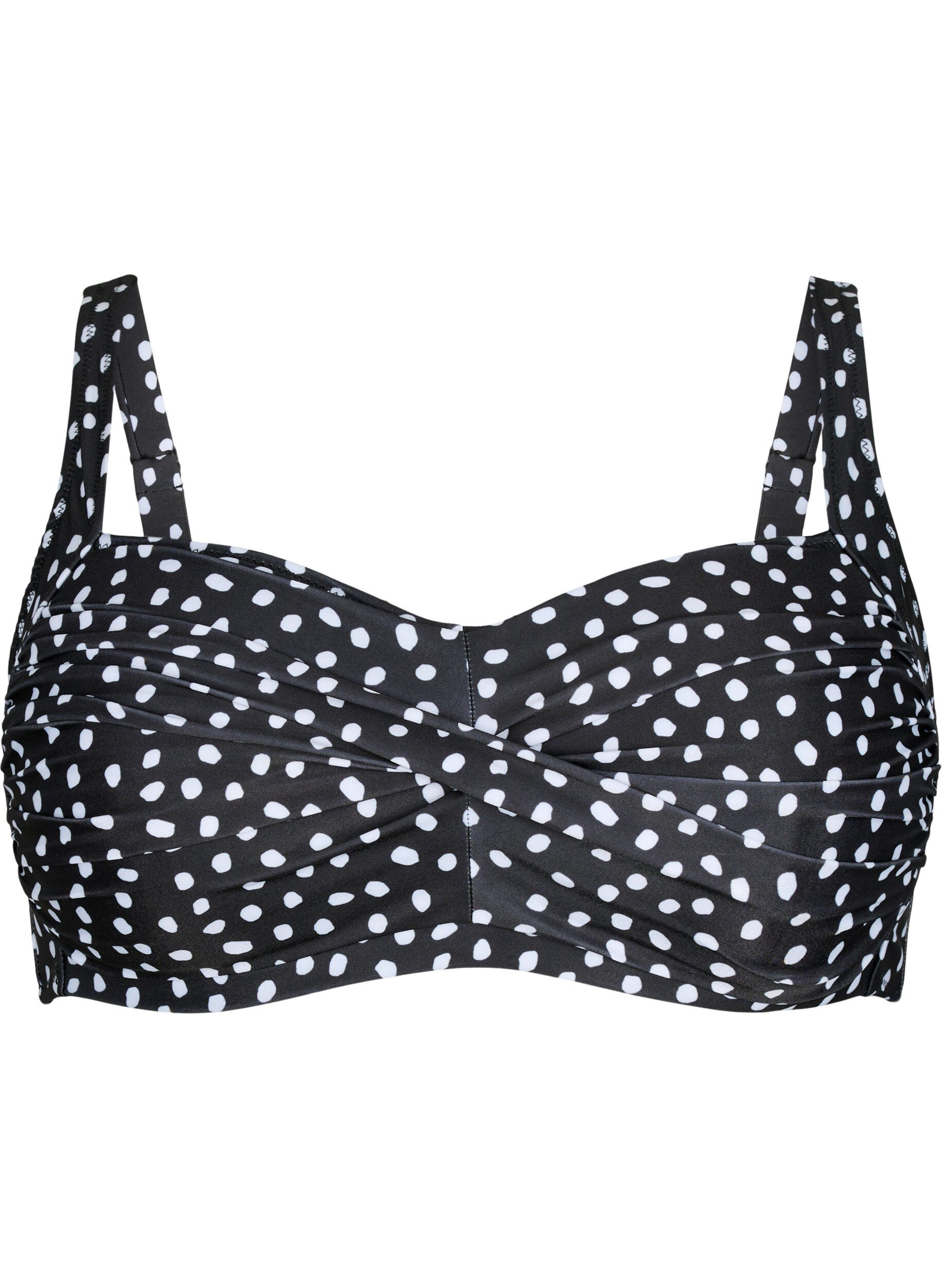 Zizzi Bedrukte bikinitop, Black White Dot, Packshot image number 0