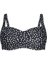 Bedrukte bikinitop, Black White Dot