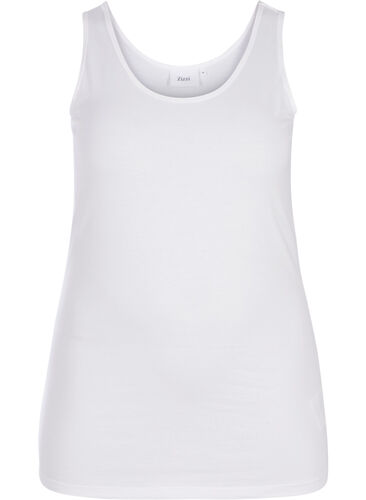 Effen gekleurd basic top in katoen, Bright White, Packshot image number 0