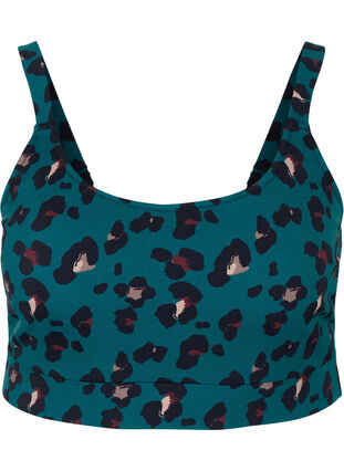 Bikini top met verstelbare schouderbandjes, Teal Leopard, Packshot image number 0