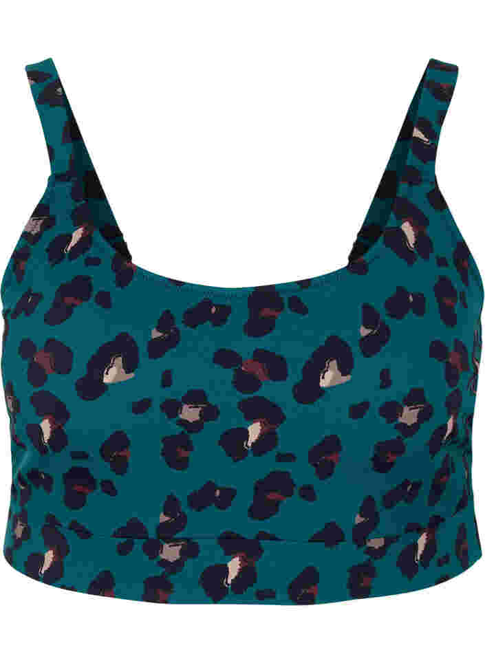 Bikini top met verstelbare schouderbandjes, Teal Leopard, Packshot image number 0