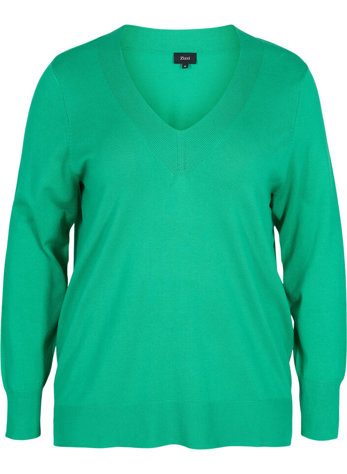 Gebreide blouse van viscose met v-hals, Mint, Packshot image number 0
