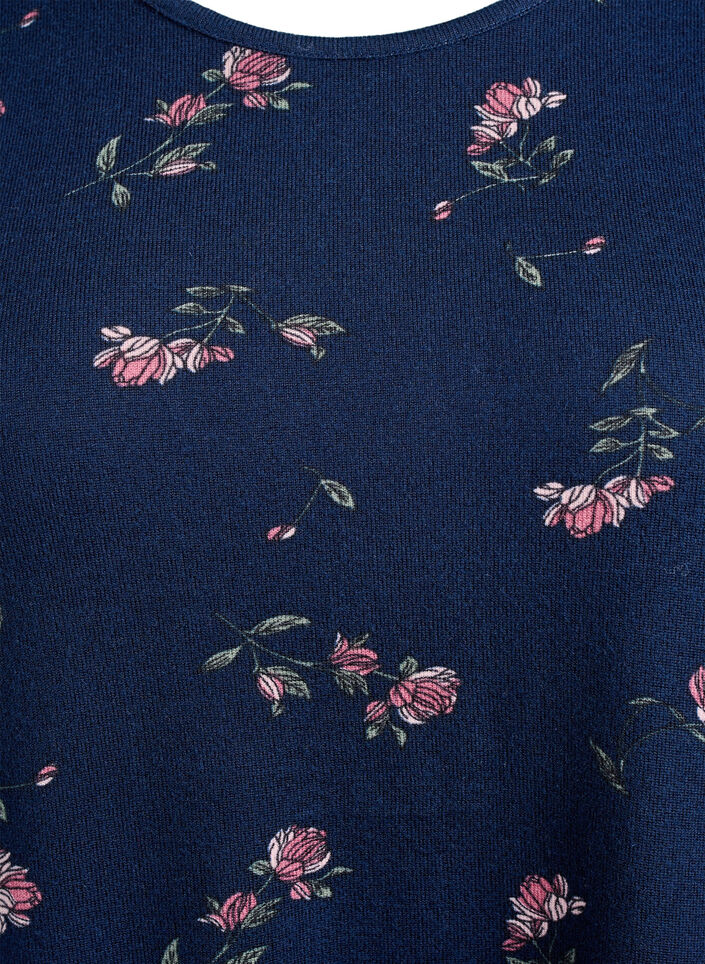 Gebloemde blouse met lange mouwen, Blauw, Packshot image number 2