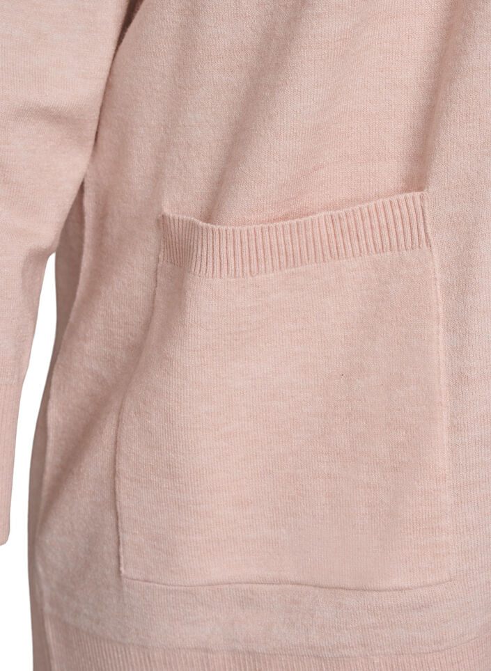 Lange open knit vest met zakken, Roze, Packshot image number 3