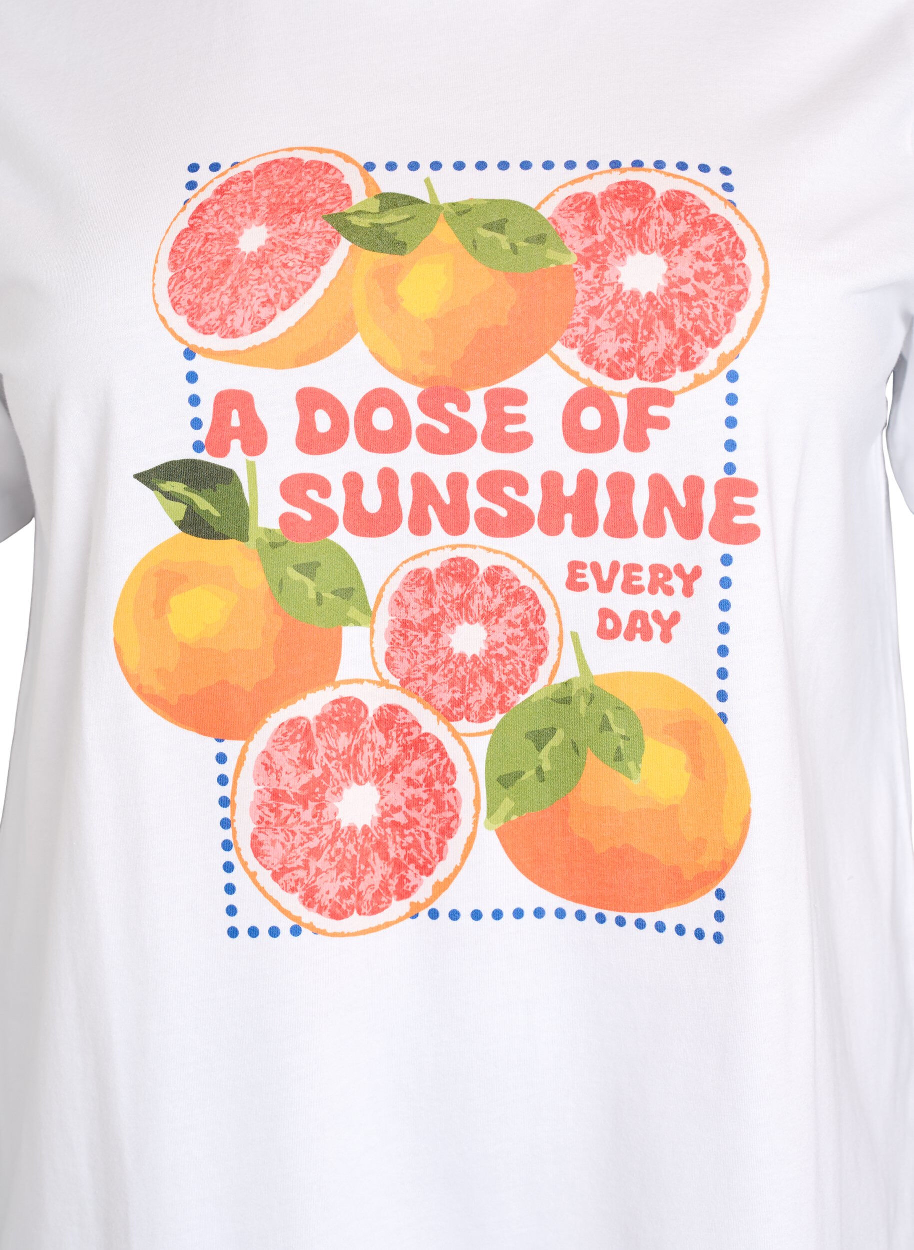 ZizziBiologisch katoenen T-shirt met citrusmotief, Wit, Packshot image number 2