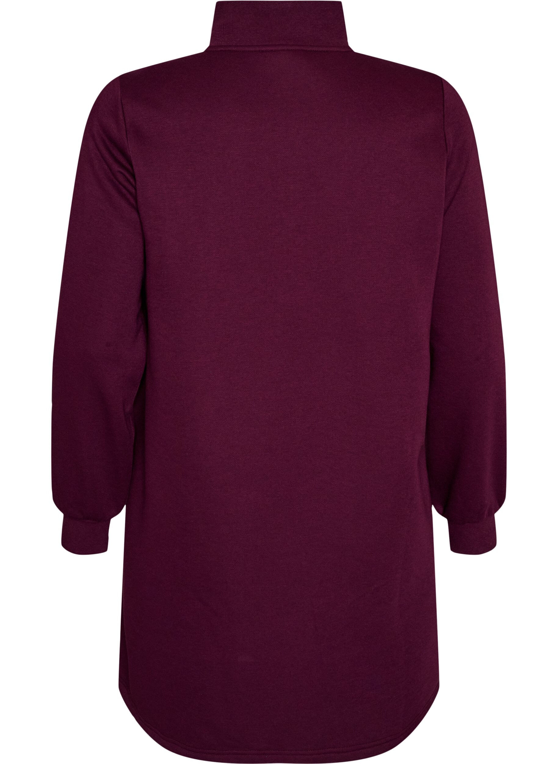 ZizziSweatshirtjurk met hoge ribkraag en rits, Paars, Packshot image number 1