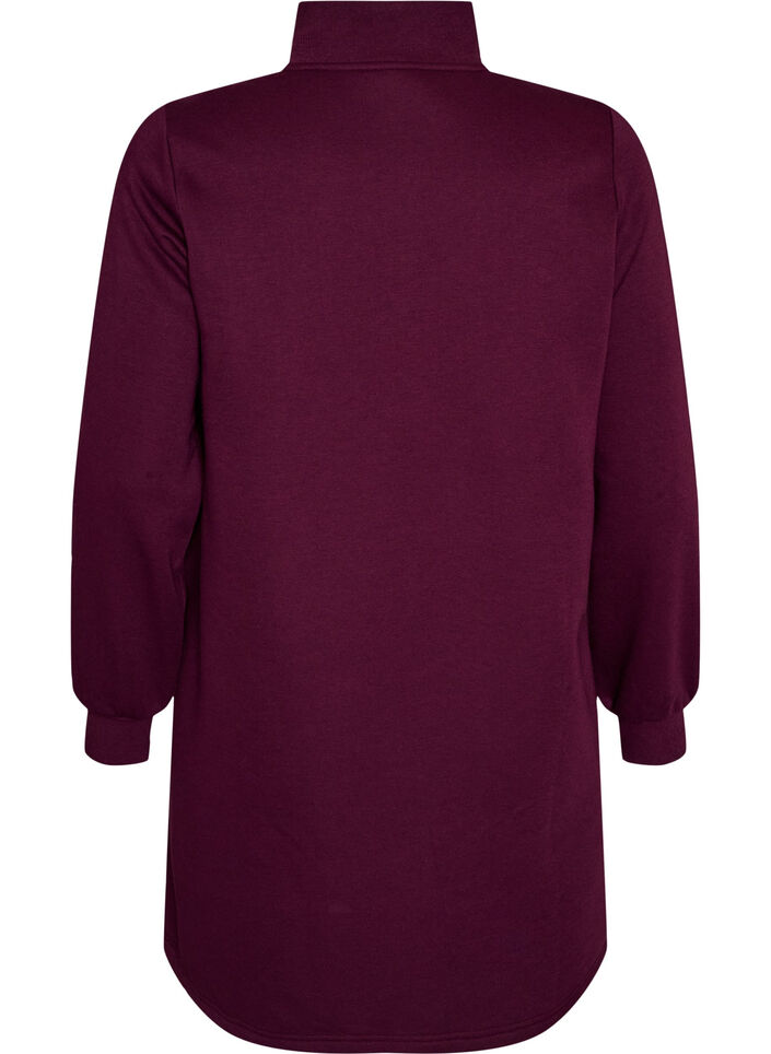 Sweatshirtjurk met hoge ribkraag en rits, Paars, Packshot image number 1