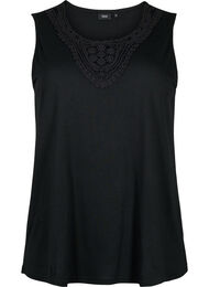 Mouwloos top met kant, Black