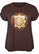 T-shirt met decoratieve print aan de voorkant, Bruin, Packshot image number 0