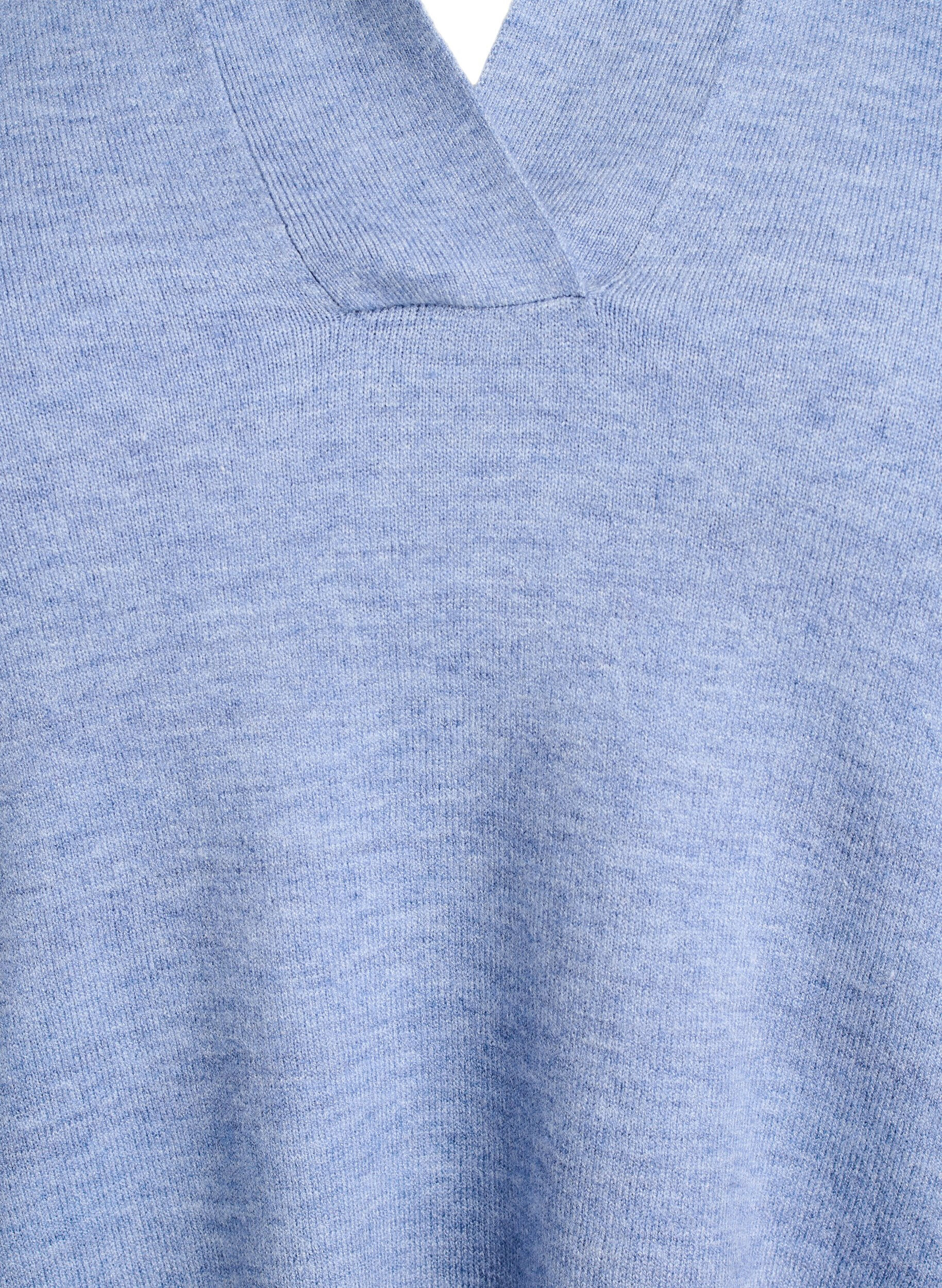 Zizzi Gebreide blouse met een kraag en korte mouwen, Blauw, Packshot image number 2