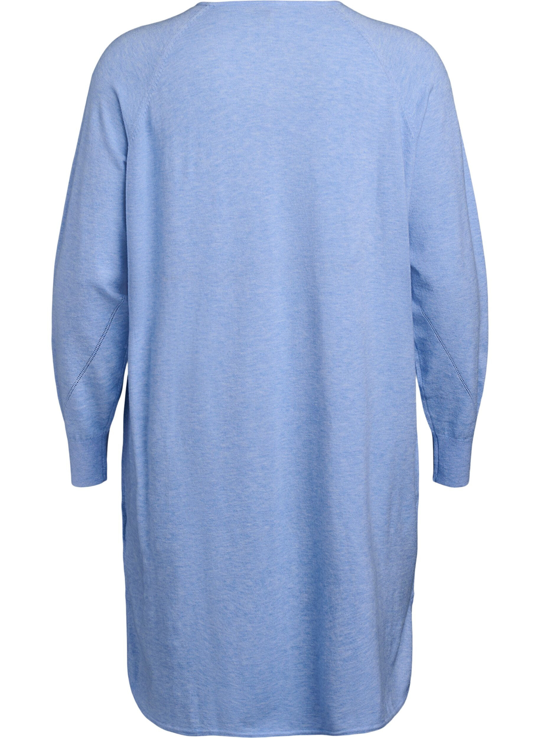 Zizzi Gebreide jurk met een ronde hals en gebreid patroon, Della R. Blue Mel., Packshot image number 1