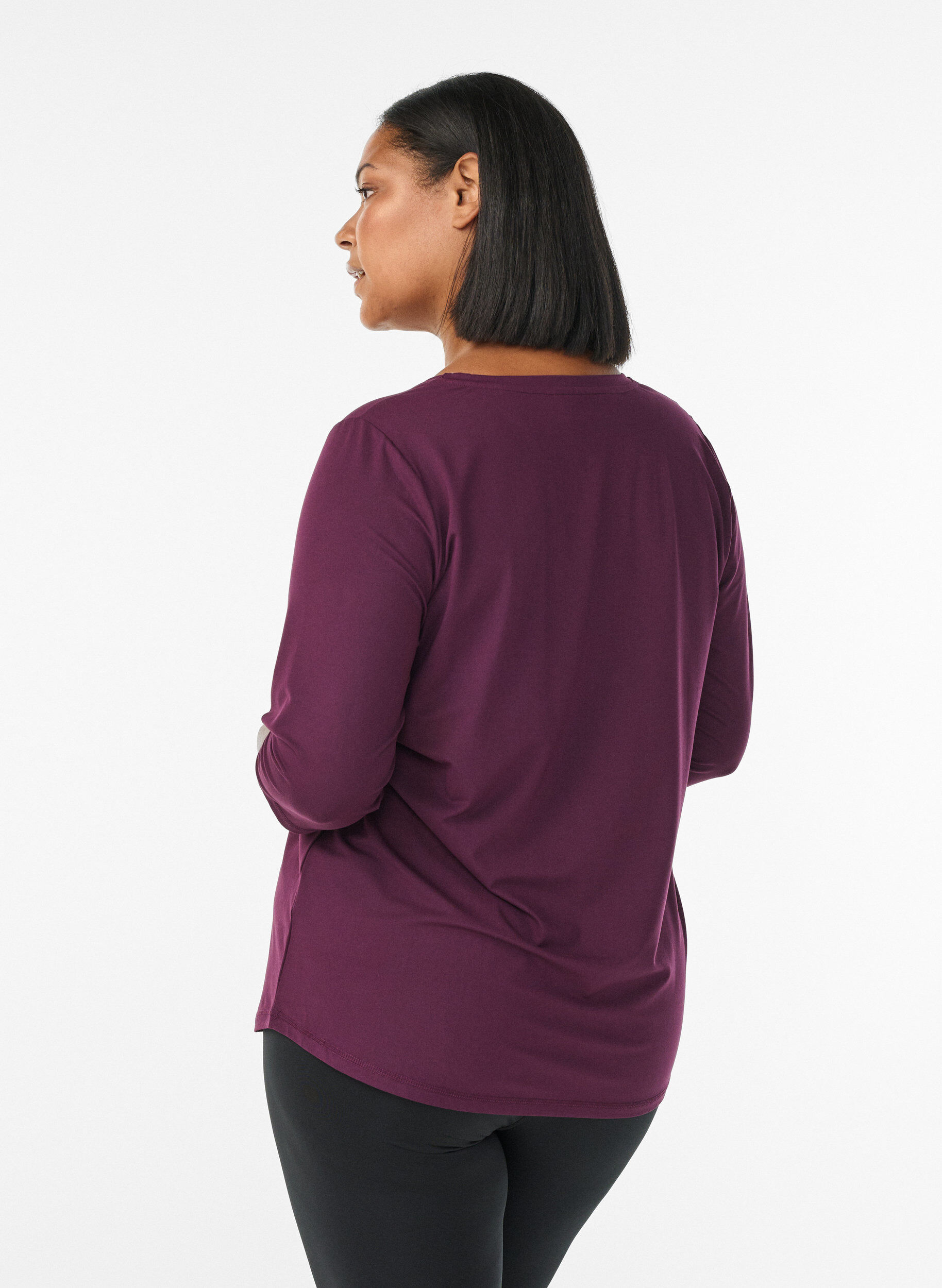 Zizzi Training blouse met 3/4 mouwen, Paars, Model image number 2