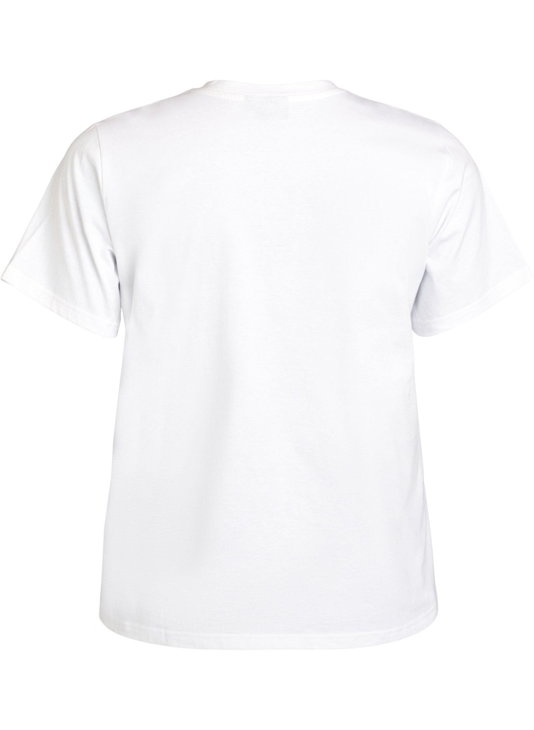 Zizzi T-shirt met paillettenbloemen, Wit, Packshot image number 1