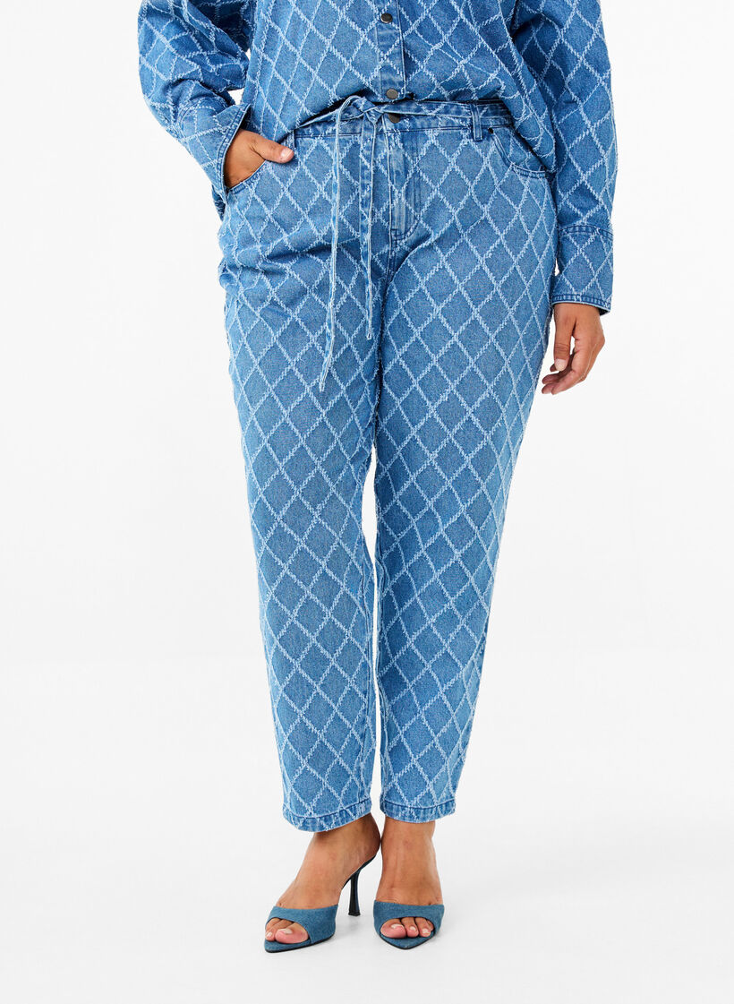 Cropped Mille jeans met destroy patroon, Blue Denim, Model image number 2