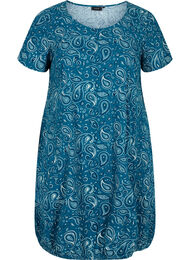 Katoenen jurk met korte mouwen en print, Dragonfly Paisley