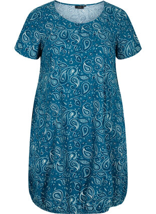 Katoenen jurk met korte mouwen en print, Dragonfly Paisley, Packshot image number 0