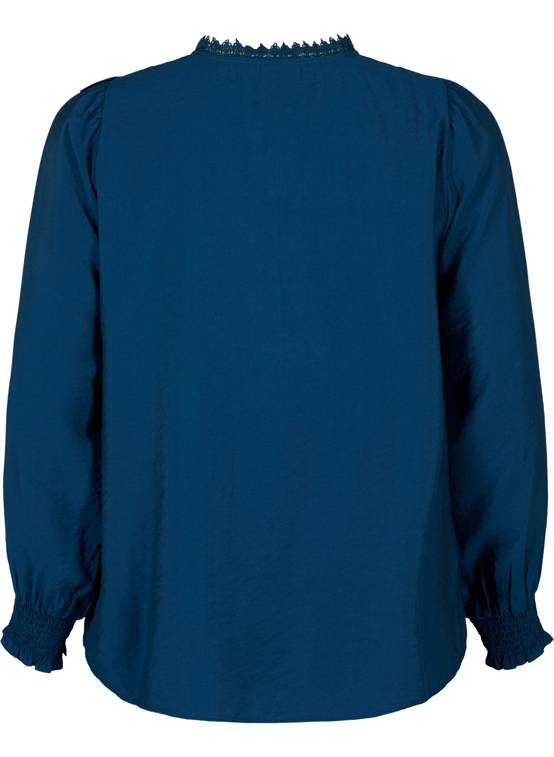 Zizzi Viscose blouse met ruches en borduursel, Titan, Packshot image number 1