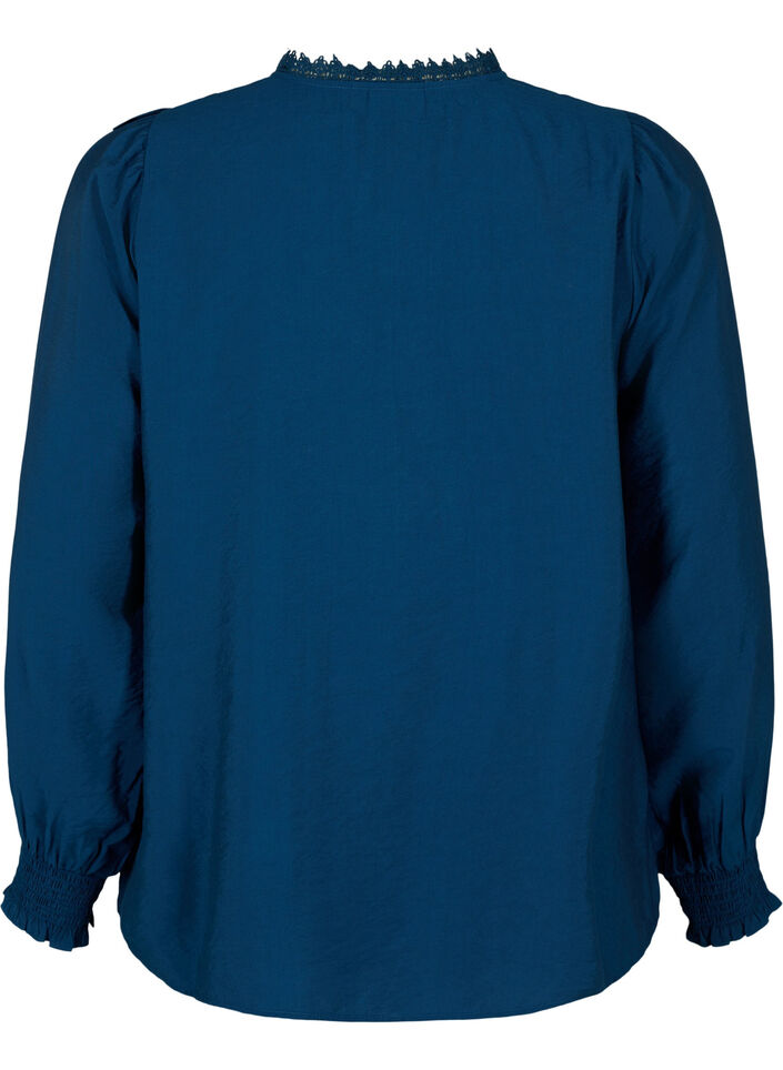 Viscose blouse met ruches en borduursel, Titan, Packshot image number 1