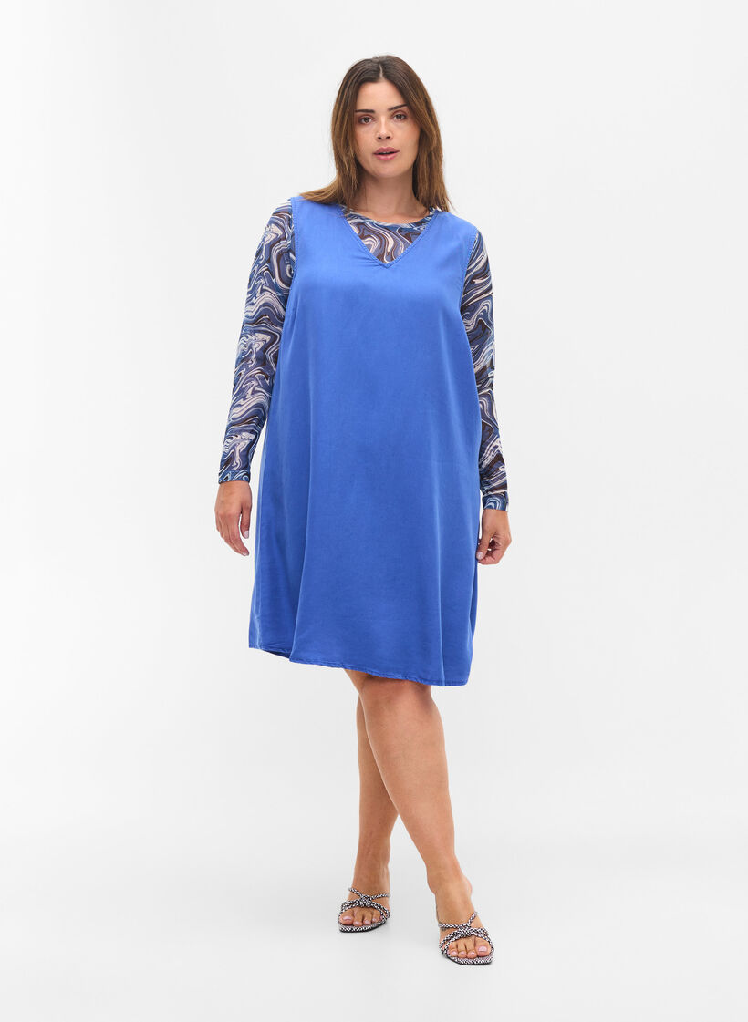 Spencer-jurk met v-hals, Dazzling Blue, Model image number 2