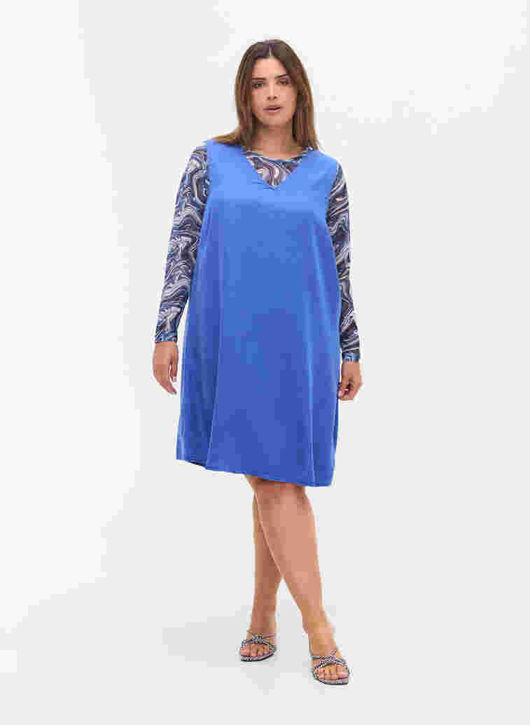 Spencer-jurk met v-hals, Dazzling Blue, Model image number 2