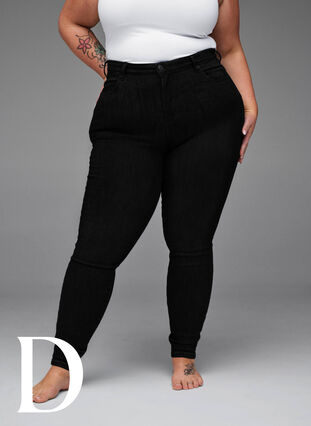 Super smalle jeans met hoge taille, Black, Model image number 8
