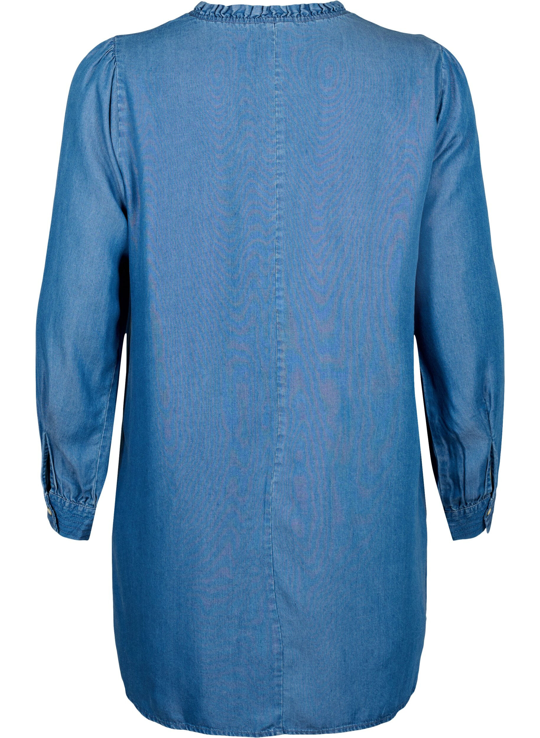 Zizzi Tuniek met lange mouwen van Tencel &trade; Lyocell, Medium Blue denim, Packshot image number 1