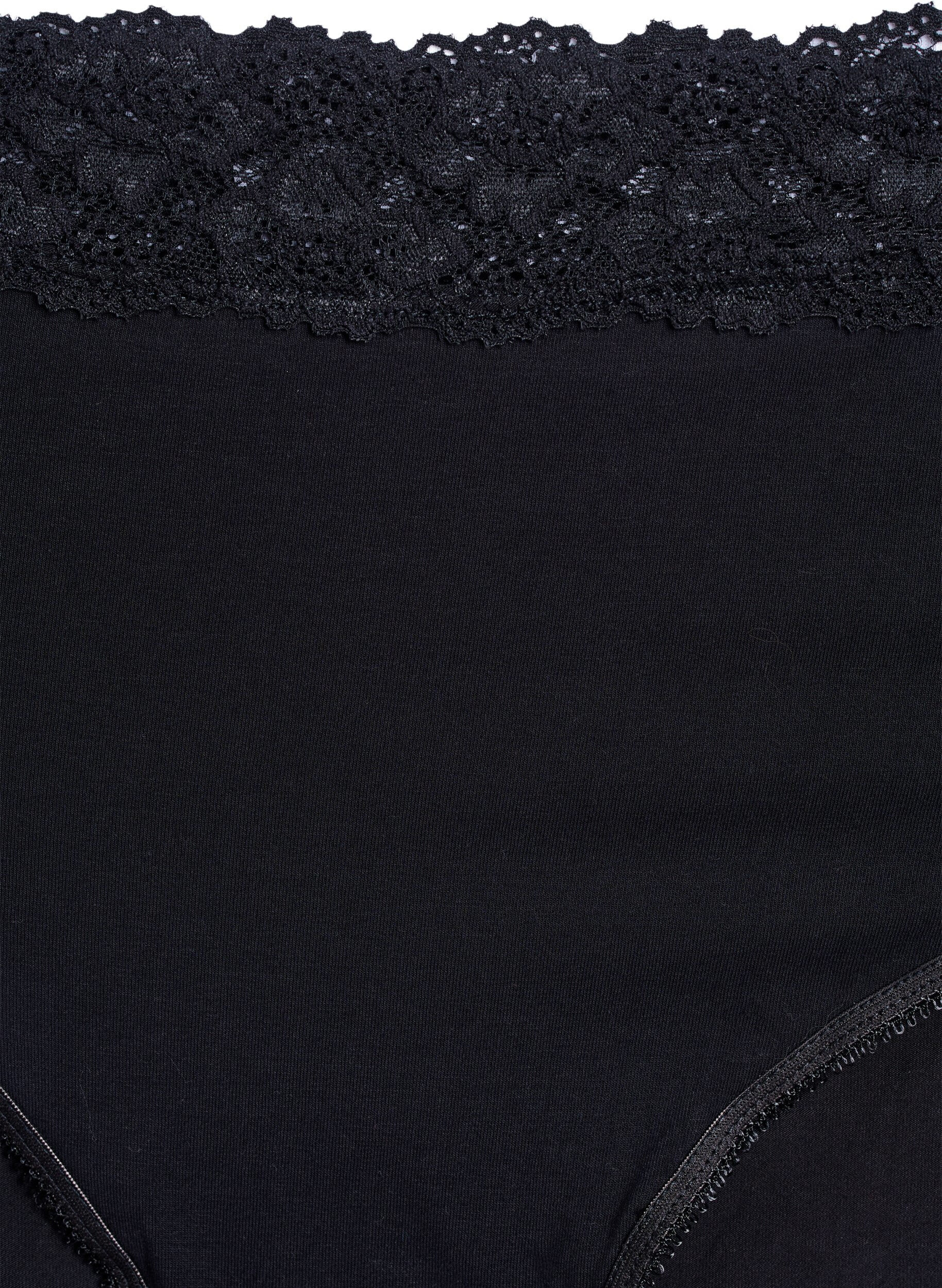 Zizzi 2-pack katoenen panty met kant, Zwart, Packshot image number 2
