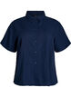 Shirt met korte mouwen in linnen en viscose, Blauw, Packshot image number 0