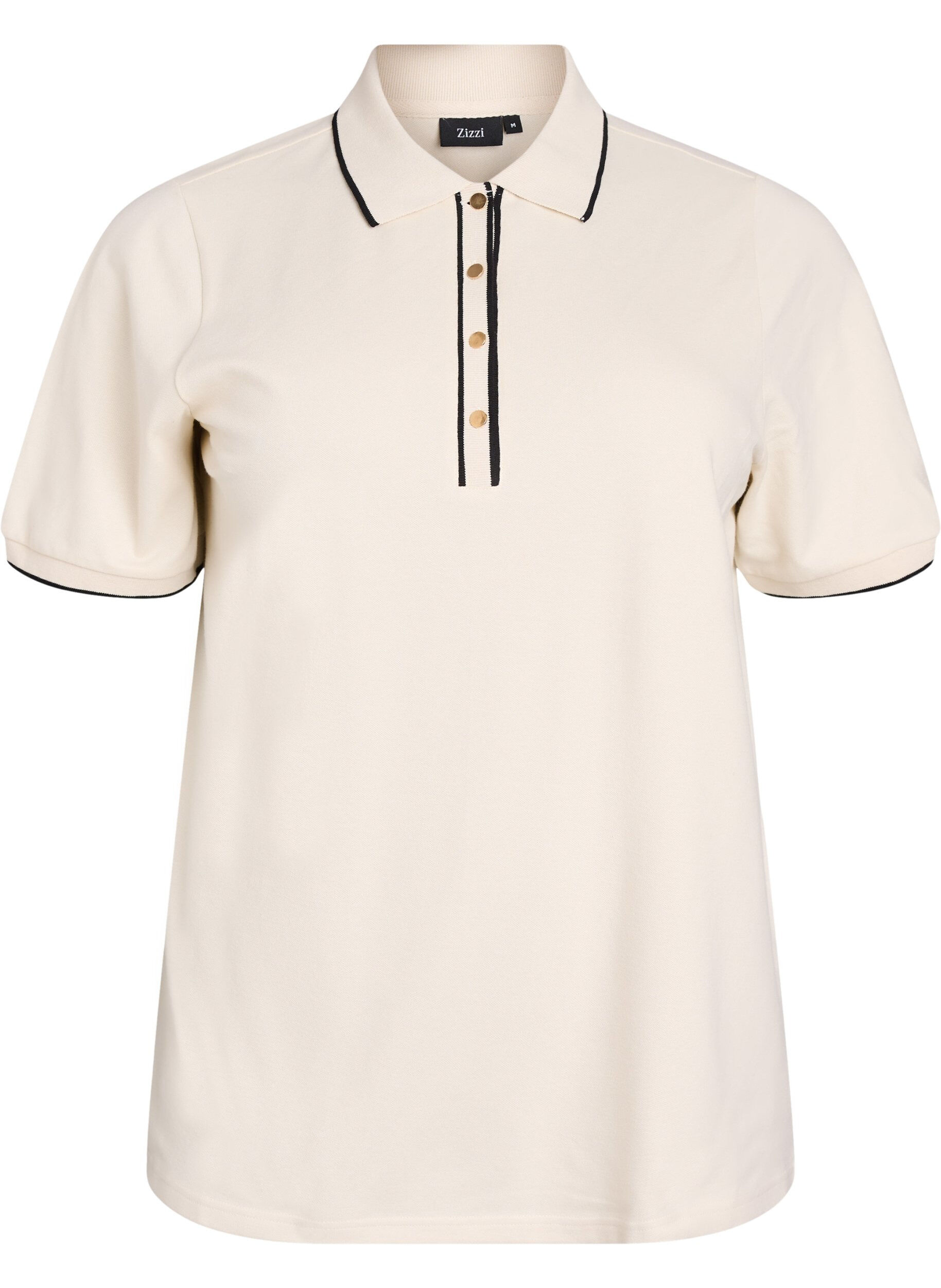 Zizzi Poloshirt met korte mouwen, Beige, Packshot image number 0