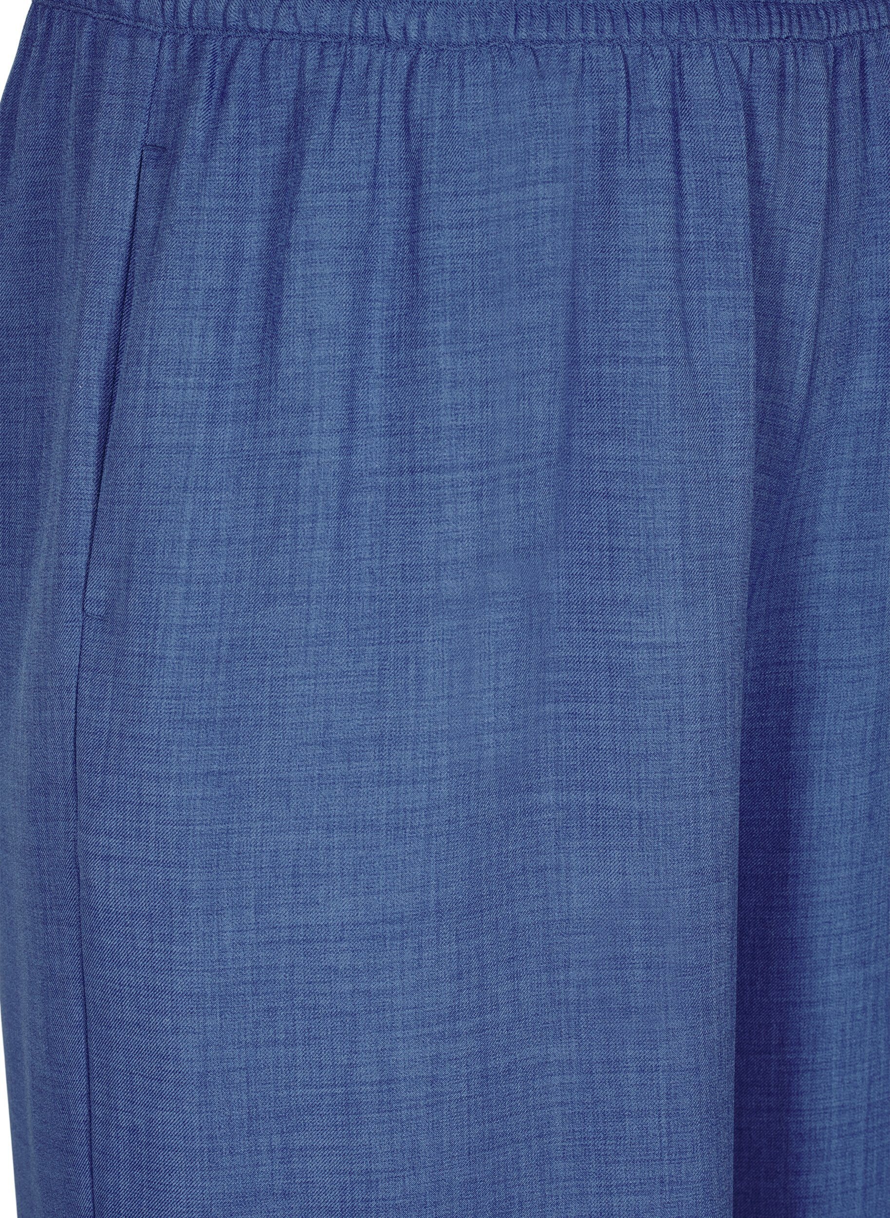 ZizziLosse broek met elastische tailleband en zakken, Blauw, Packshot image number 2