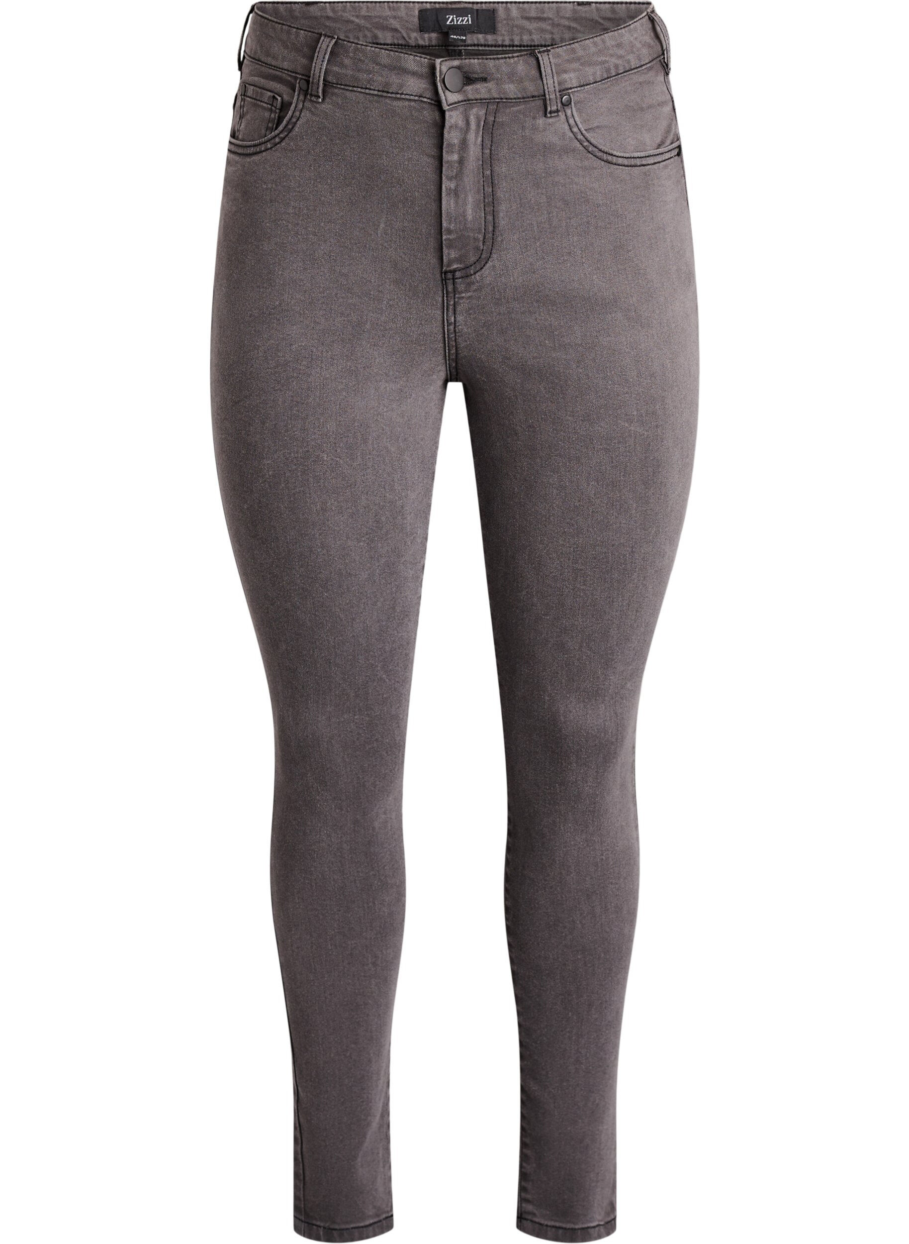 Zizzi Amy super slim fit jeans met hoge taille, Grijs, Packshot image number 0