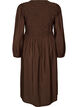 Midi-jurk van viscose met smockwerk, Bruin, Packshot image number 1