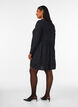 Korte jerseyjurk met een golvend textuurpatroon, Zwart, Model image number 2