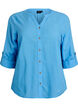 Katoenen blouse met V-hals, Blauw, Packshot image number 0