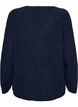 Gebreide blouse met V-hals en raglanmouwen, Blauw, Packshot image number 1
