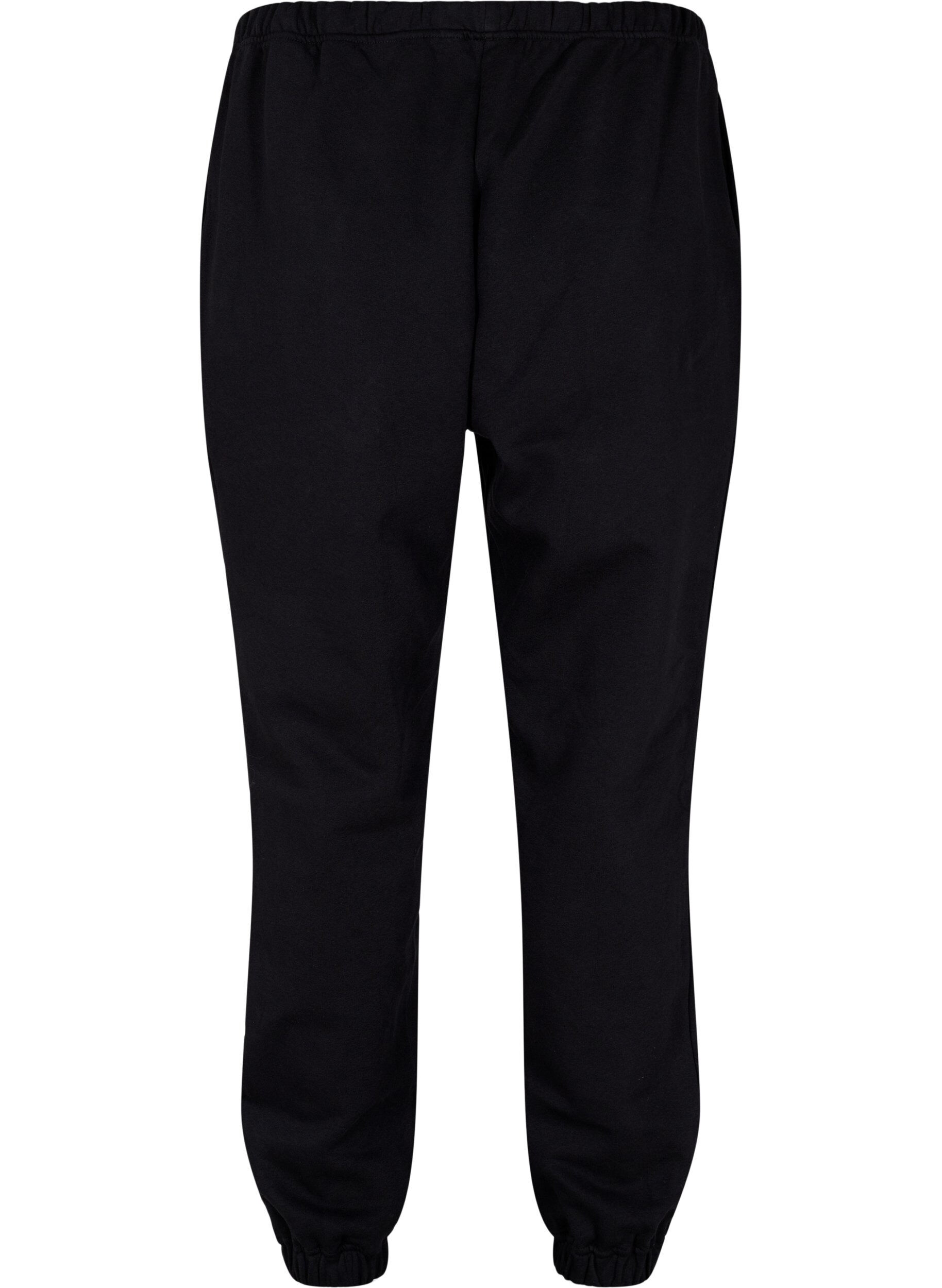 ZizziLosse katoenen broek met zakken, Zwart, Packshot image number 1