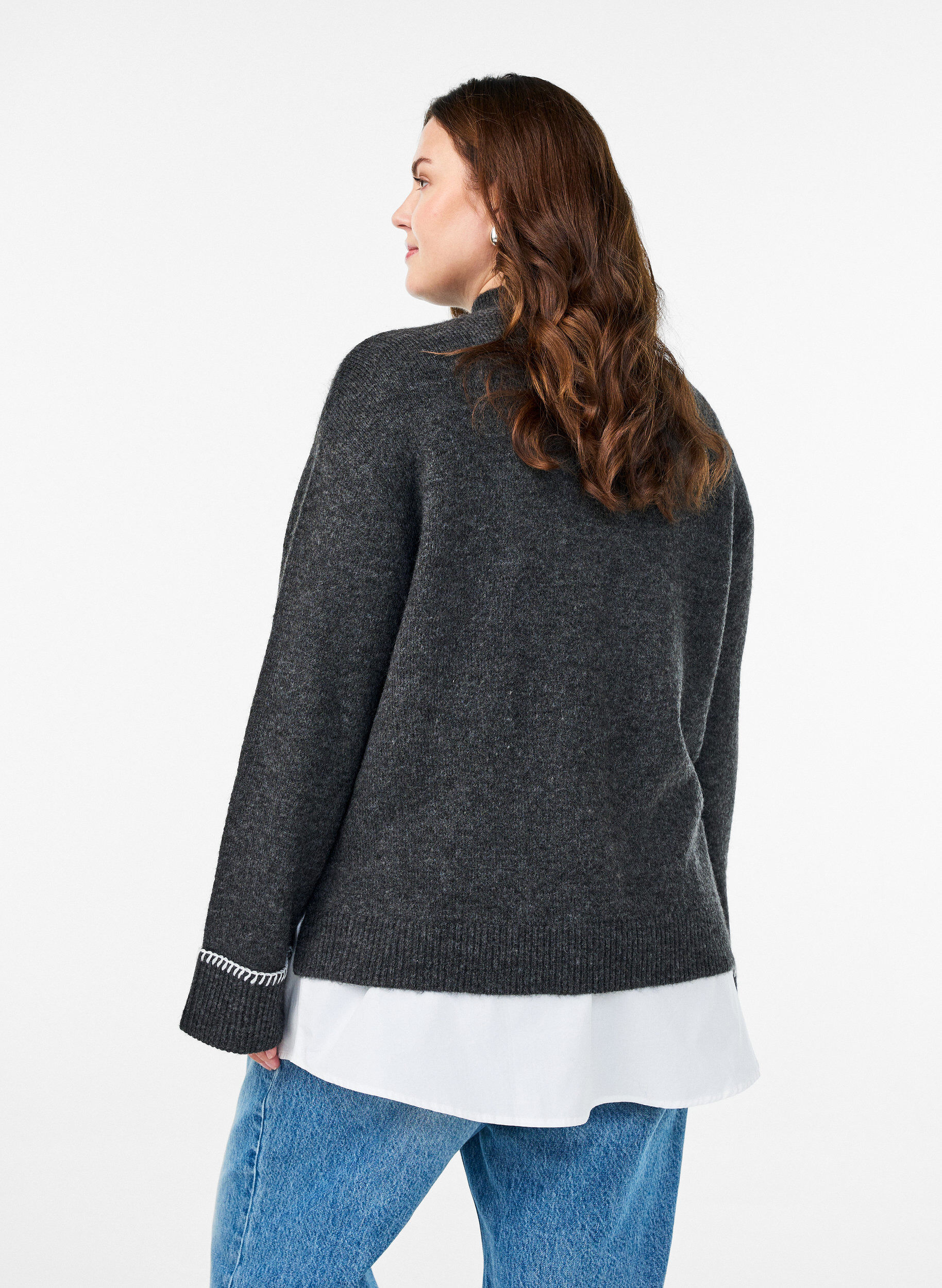 Zizzi Shirtextender in 100% katoen, Wit, Model image number 2