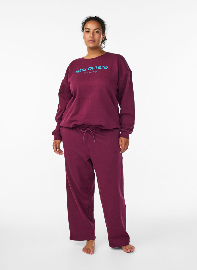 Joggingbroek met zakken, Donker Bordeaux, Model image number 0