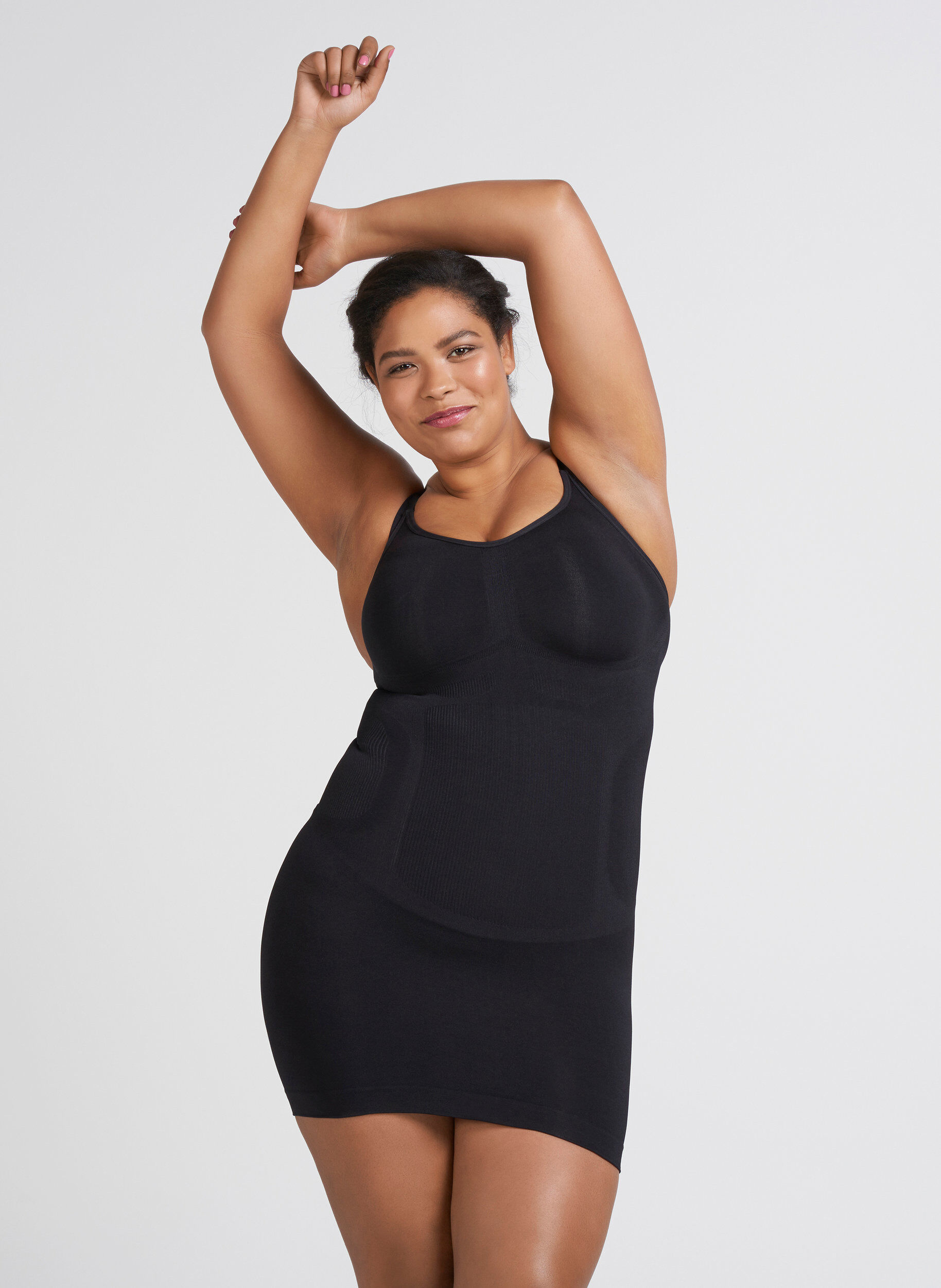 Zizzi Shapewear jurk met dunne bandjes, Zwart, Model image number 2
