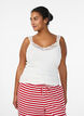 Top van viscose met kanten rand, Vanille, Model image number 0