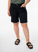 Strakzittende denim shorts met een hoge taille, Zwart, Model image number 3